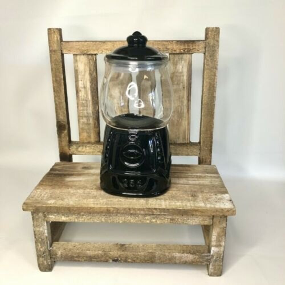 Target Bullseye Playground Glass Gumball Machine Candy Dispenser Canister Black